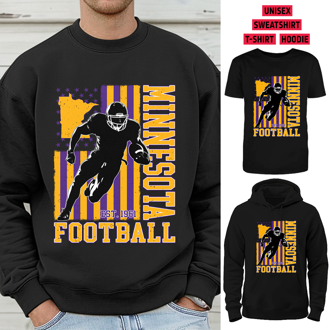 Vintage Minnesota Football 1961 Flag USA T-Shirt/Sweatshirt/Hoodie, Unisex T-Shirt/Sweatshirt/Hoodie