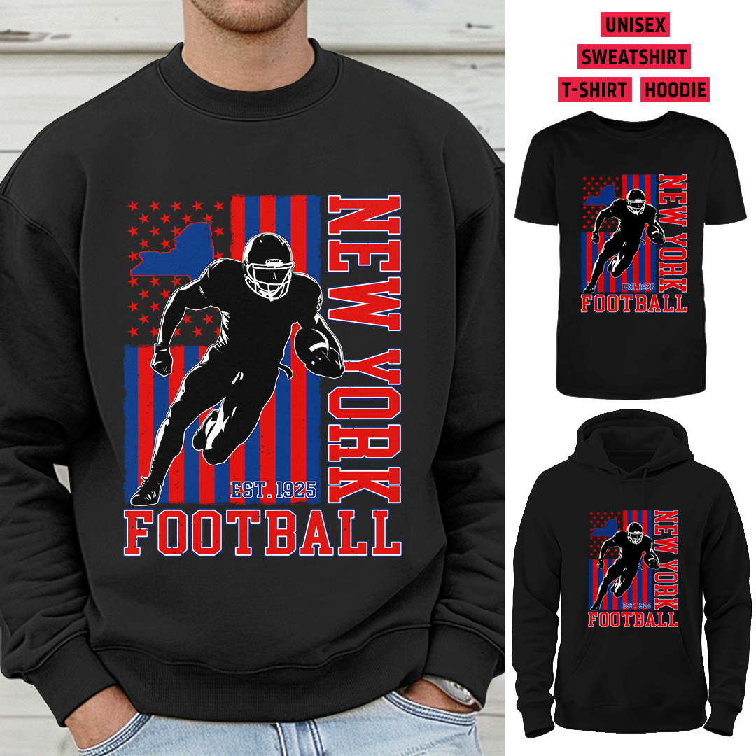 Vintage New York Football 1925 Flag USA T-Shirt/Sweatshirt/Hoodie, Unisex T-Shirt/Sweatshirt/Hoodie