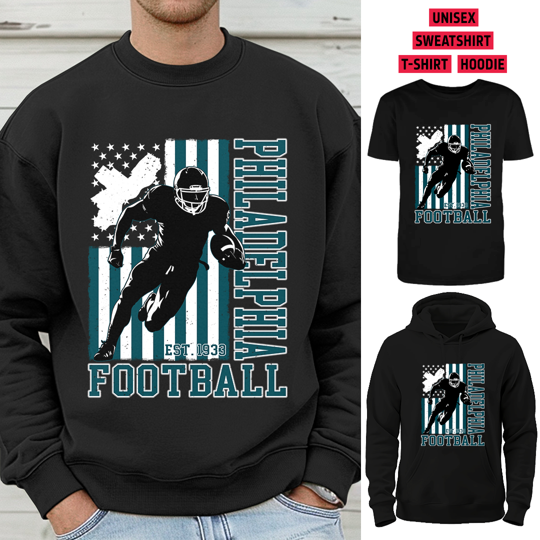 Vintage Philadelphia Football 1933 Flag USA T-Shirt/Sweatshirt/Hoodie, Unisex T-Shirt/Sweatshirt/Hoodie