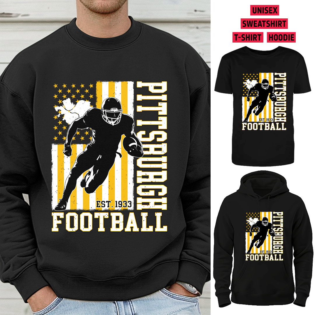 Vintage Pittsburgh Football 1933 Flag USA T-Shirt/Sweatshirt/Hoodie, Unisex T-Shirt/Sweatshirt/Hoodie