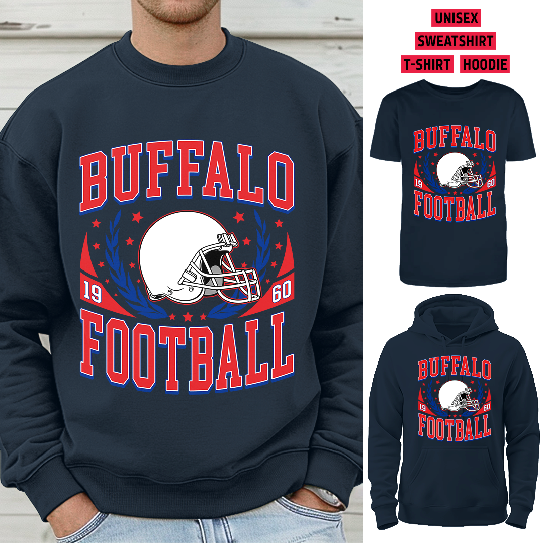 Vintage Buffalo Football 1960 T-Shirt/Sweatshirt/Hoodie, Unisex T-Shirt/Sweatshirt/Hoodie