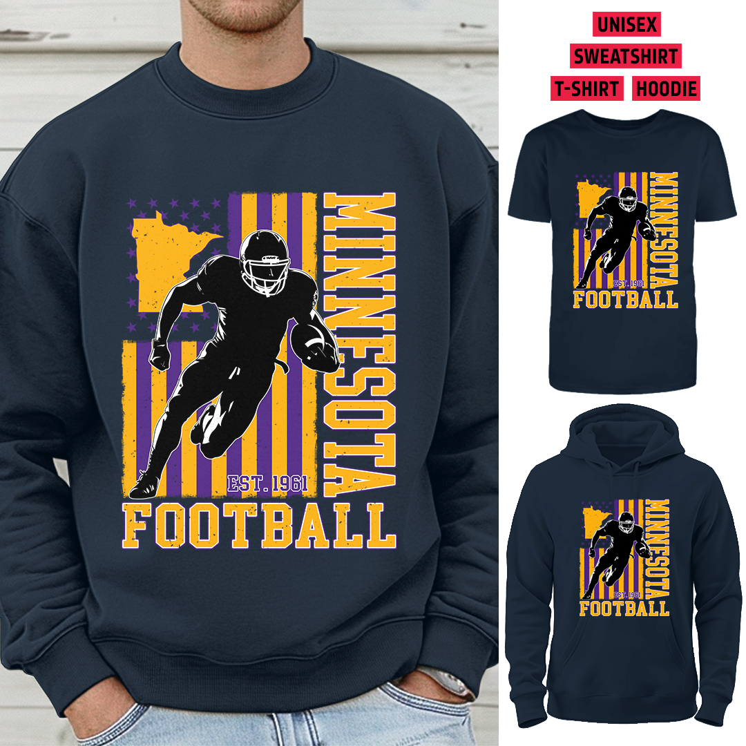 Vintage Minnesota Football 1961 Flag USA T-Shirt/Sweatshirt/Hoodie, Unisex T-Shirt/Sweatshirt/Hoodie