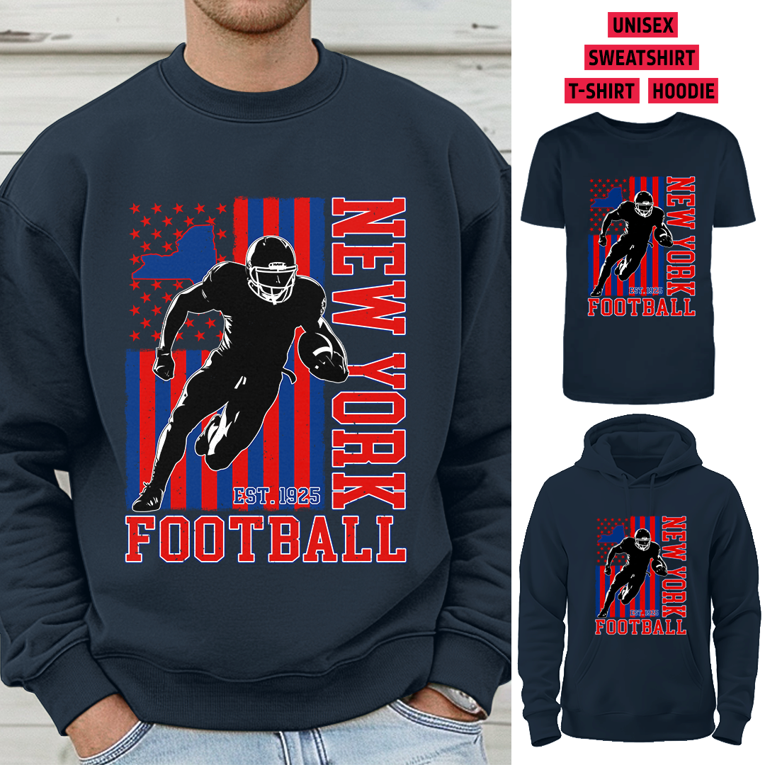 Vintage New York Football 1925 Flag USA T-Shirt/Sweatshirt/Hoodie, Unisex T-Shirt/Sweatshirt/Hoodie