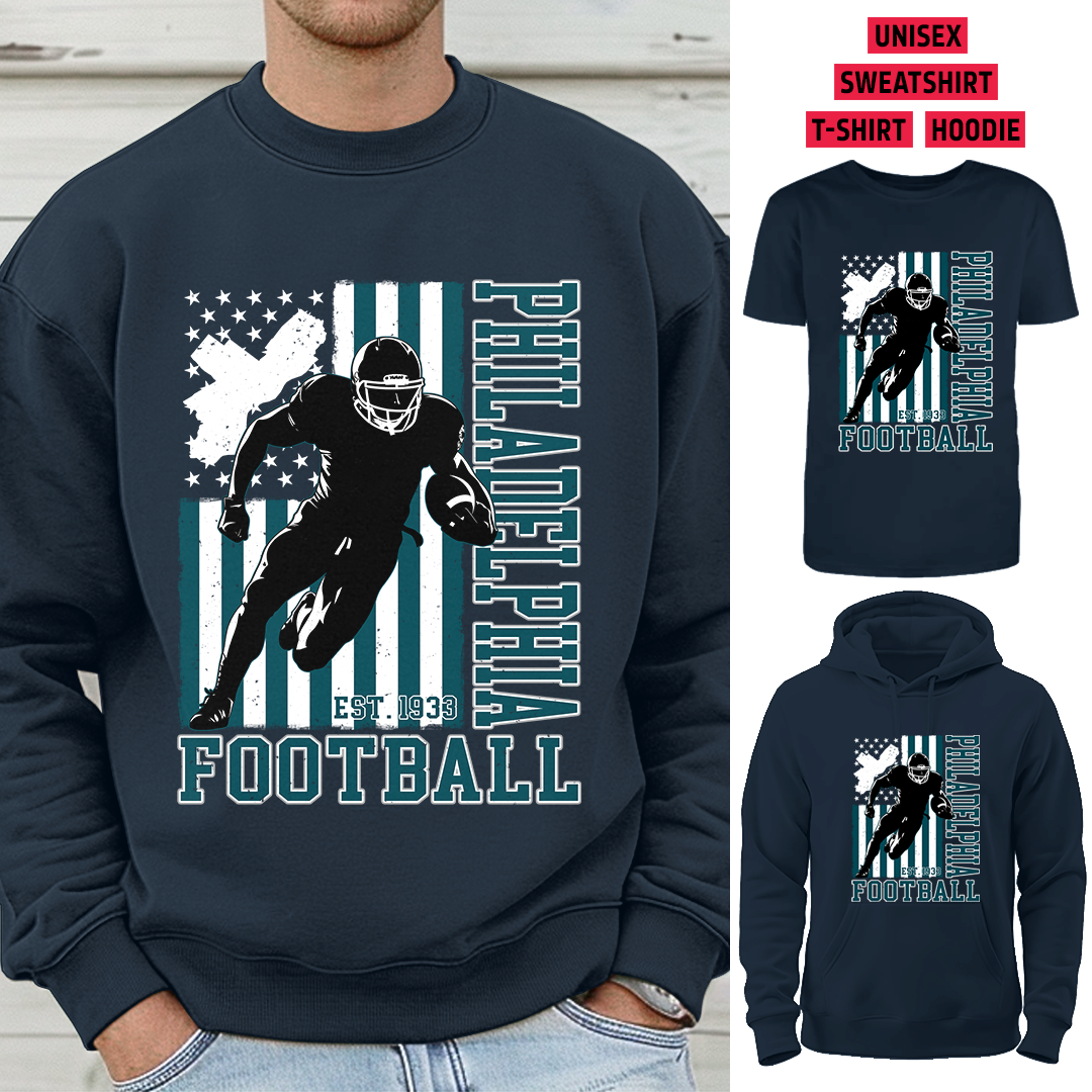 Vintage Philadelphia Football 1933 Flag USA T-Shirt/Sweatshirt/Hoodie, Unisex T-Shirt/Sweatshirt/Hoodie