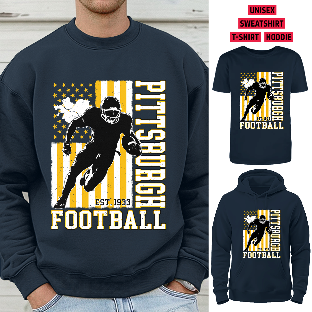 Vintage Pittsburgh Football 1933 Flag USA T-Shirt/Sweatshirt/Hoodie, Unisex T-Shirt/Sweatshirt/Hoodie