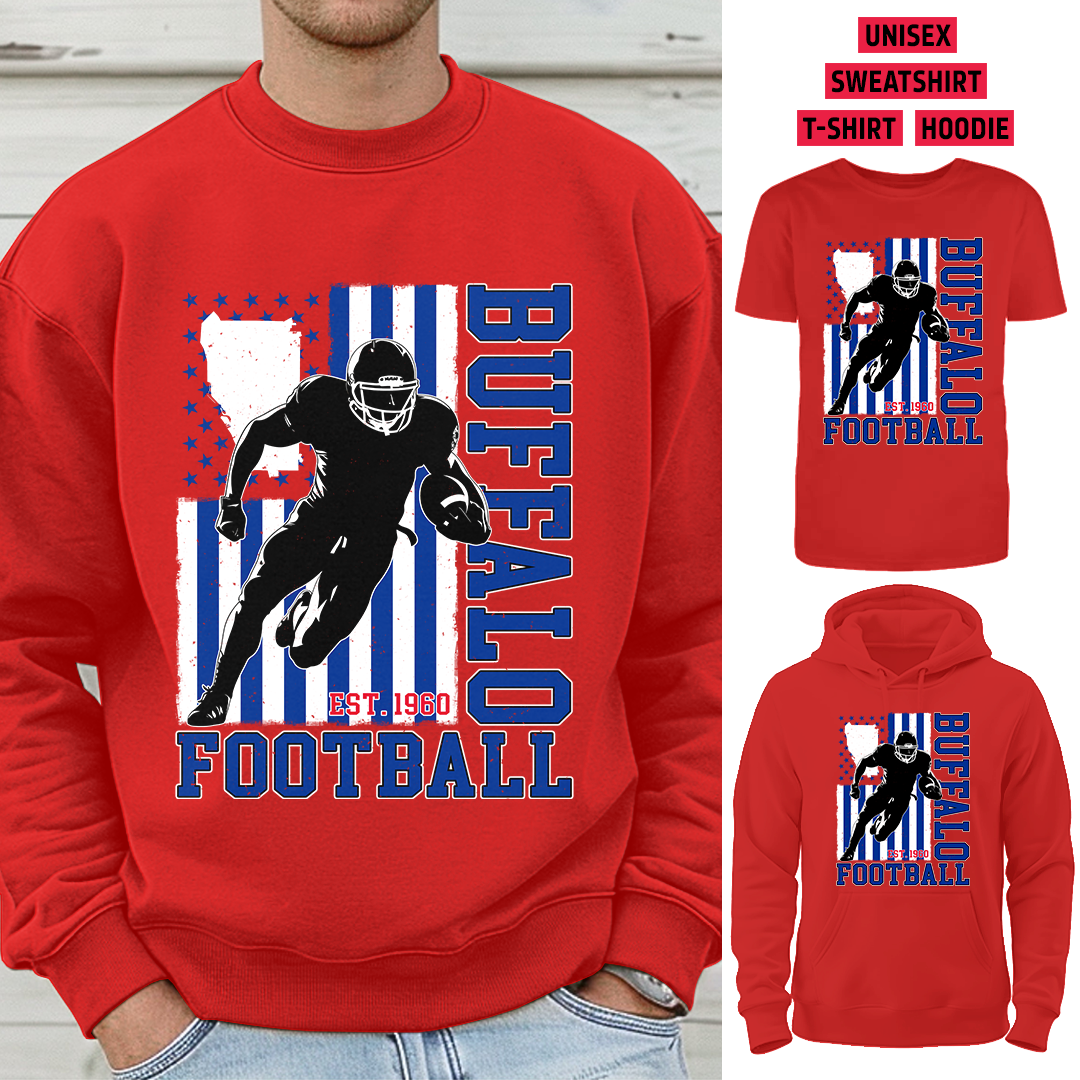 Vintage Buffalo Football 1960 Flag USA T-Shirt/Sweatshirt/Hoodie, Unisex T-Shirt/Sweatshirt/Hoodie