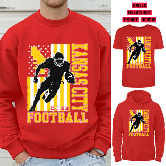 Vintage Kansas City Football 1960 Flag USA T-Shirt/Sweatshirt/Hoodie, Unisex T-Shirt/Sweatshirt/Hoodie