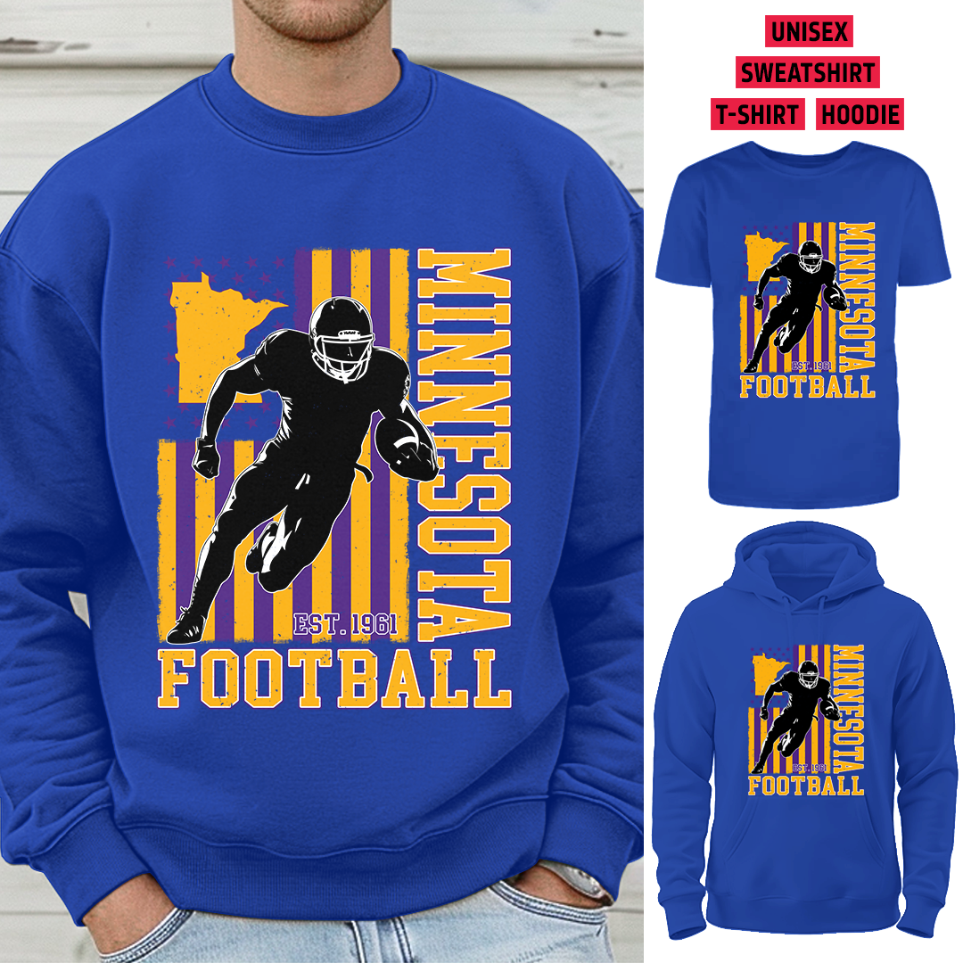 Vintage Minnesota Football 1961 Flag USA T-Shirt/Sweatshirt/Hoodie, Unisex T-Shirt/Sweatshirt/Hoodie
