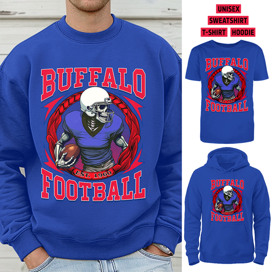 Vintage Buffalo Football 1960 Skull T-Shirt/Sweatshirt/Hoodie, Unisex T-Shirt/Sweatshirt/Hoodie