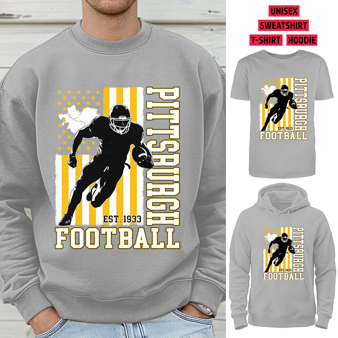 Vintage Pittsburgh Football 1933 Flag USA T-Shirt/Sweatshirt/Hoodie, Unisex T-Shirt/Sweatshirt/Hoodie