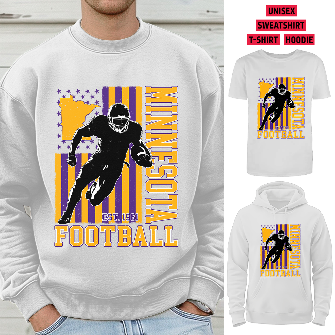 Vintage Minnesota Football 1961 Flag USA T-Shirt/Sweatshirt/Hoodie, Unisex T-Shirt/Sweatshirt/Hoodie