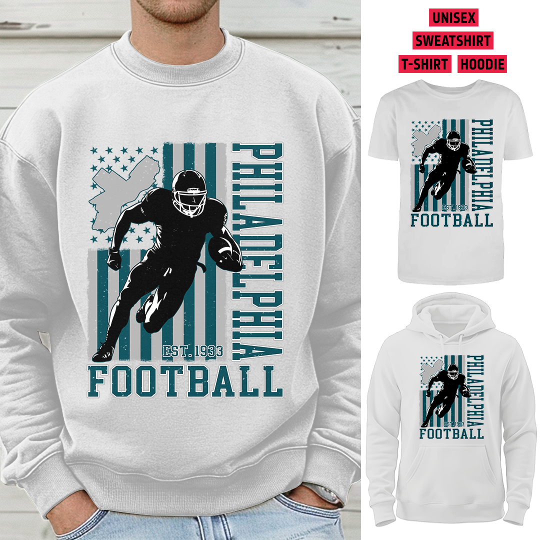 Vintage Philadelphia Football 1933 Flag USA T-Shirt/Sweatshirt/Hoodie, Unisex T-Shirt/Sweatshirt/Hoodie