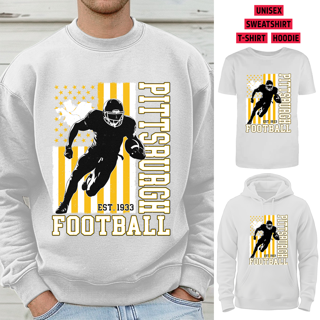 Vintage Pittsburgh Football 1933 Flag USA T-Shirt/Sweatshirt/Hoodie, Unisex T-Shirt/Sweatshirt/Hoodie