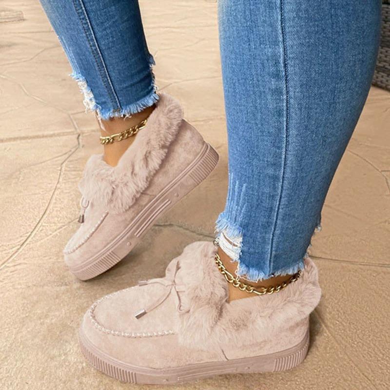 Women Fashion Fur lining Winter Shoes, Arch Support Walking Boots