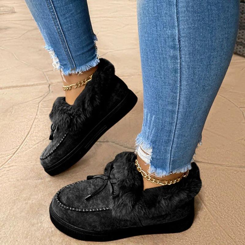 Women Fashion Fur lining Winter Shoes, Arch Support Walking Boots