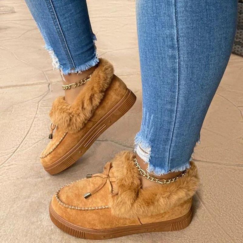 Women Fashion Fur lining Winter Shoes, Arch Support Walking Boots