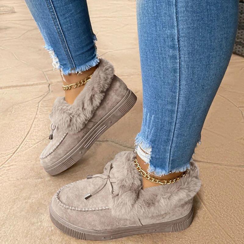 Women Fashion Fur lining Winter Shoes, Arch Support Walking Boots