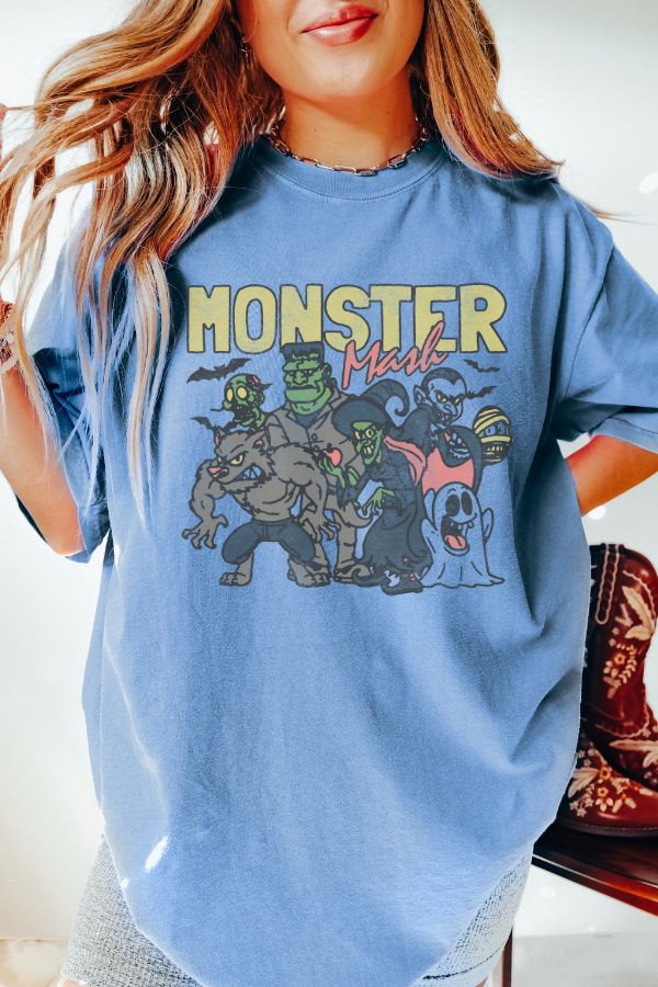 Retro Halloween Comfort Colors shirt, Monster Mash TShirt, Vintage Ghost Halloween t-Shirt, Monster Tee, Retro Fall Top, Fall Shirt
