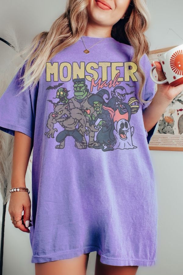 Retro Halloween Comfort Colors shirt, Monster Mash TShirt, Vintage Ghost Halloween t-Shirt, Monster Tee, Retro Fall Top, Fall Shirt