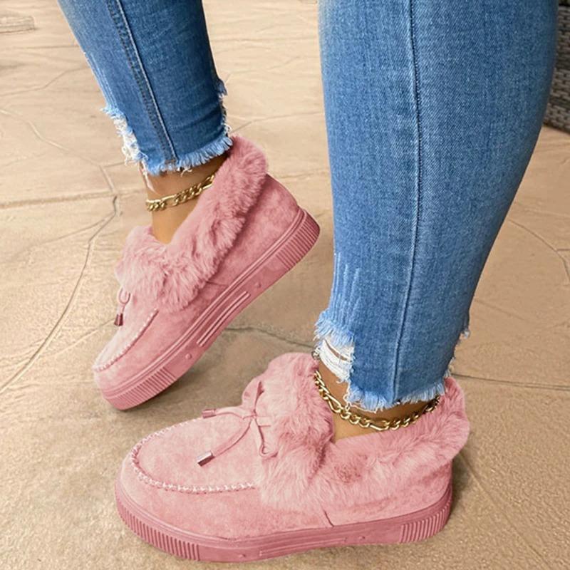 Women Fashion Fur lining Winter Shoes, Arch Support Walking Boots